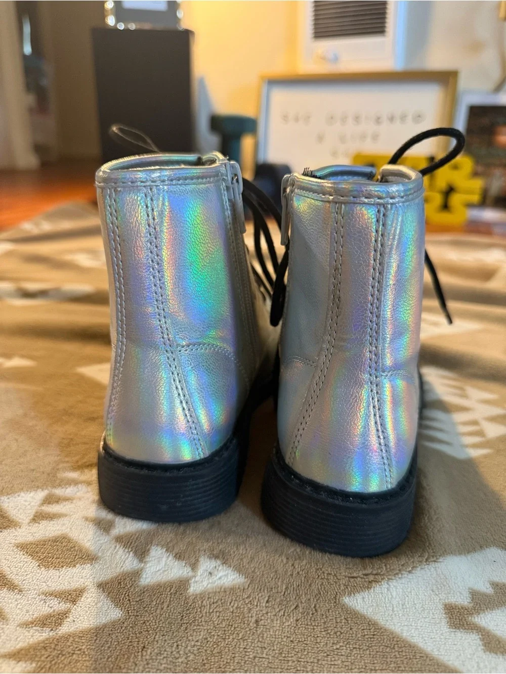 The Children's Place Toddler Girls Holographic Booties Beaded Size 1